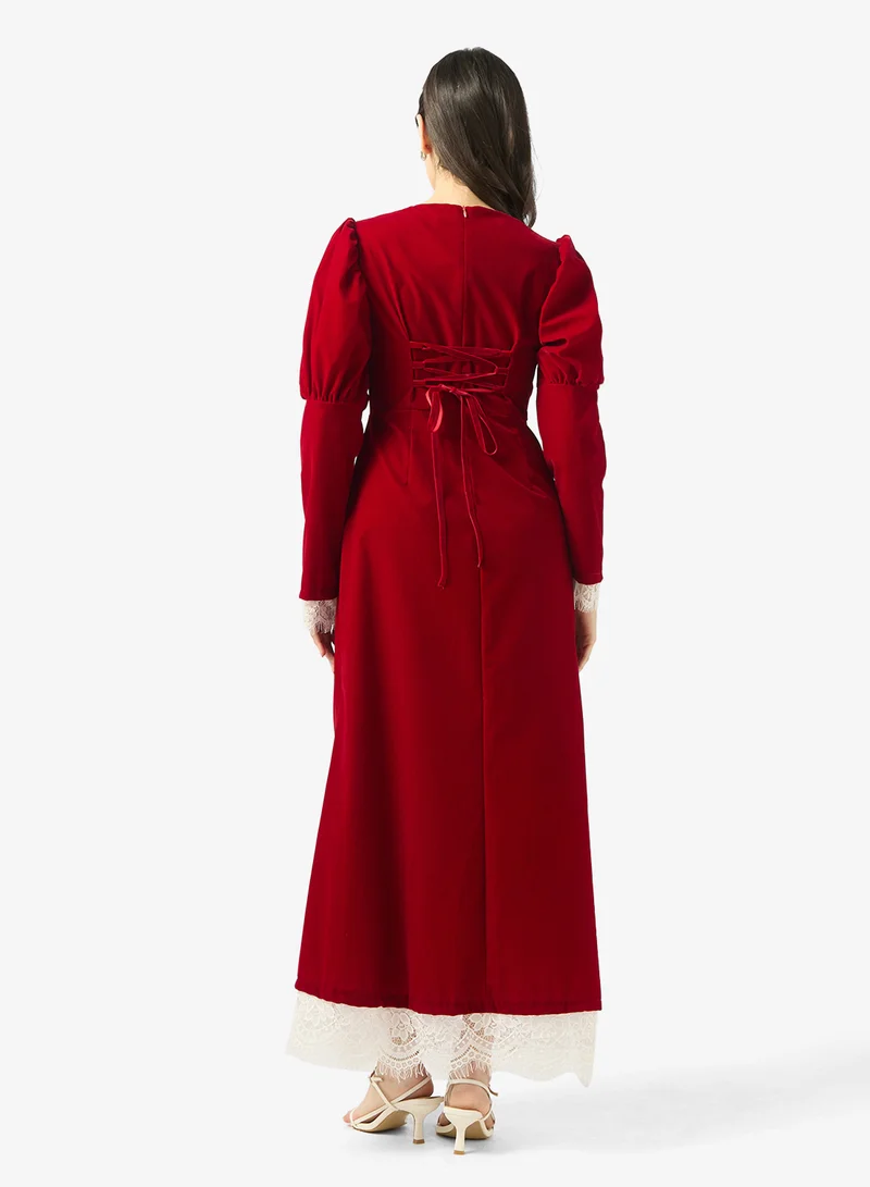 خزانة A-line Dress With Lace Trim